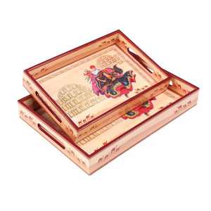 Bandeja de madera decorativa de estilo moderno y muy solicitada para servir frutas y alimentos en el hogar, bodas, hoteles y mesas. - Product Image 1