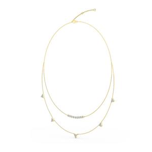 Collar Moderno de Oro Rosa de 9K con Doble Capa y Diamantes de Laboratorio, con Acento de Barra Curva y Racimo, 1.96 CTW, 18 Pulgadas - Product Image 3
