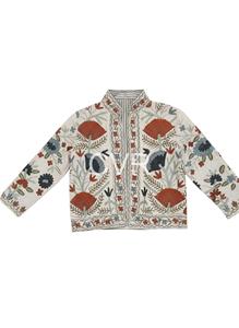 Manteau en coton à col mandarin brodé à la main de style bohème, manches longues, vêtements d'extérieur décontractés d'automne pour femmes - Product Image 1