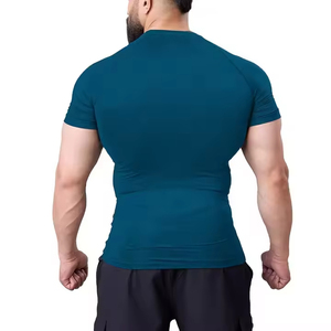 Manufacturer Shortsleeves Gym Wear Compression T-shirt Pullover Style Solid Stretchable OEM Service Activewear T-Shirt for <b>men</b> - Product Image 5