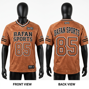 Camiseta de Fútbol para Hombre, 180 GSM, Poliéster Suave de Secado Rápido, Paneles en Contraste Marrón y Negro, Número Personalizado por Sublimación - Product Image 1