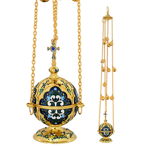 Colored Brass Censer with 12 Bells | Orthodox Church Incense Burner - DOUBLE VEE EXPORTS - Product Image 1