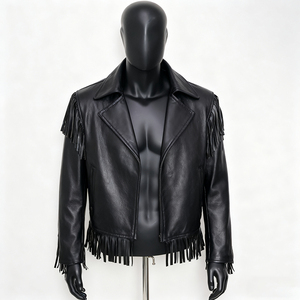 Blouson de motard en cuir de vachette OEM avec appliques, clous de luxe personnalisés, broderies et patchs en strass, blouson bomber pour homme - Product Image 2