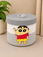 Panier de rangement rond en corde de coton tressée avec couvercle, couleur personnalisable, poignée écologique, mini bac à jouets mignon pour chambre d'enfant, boutique