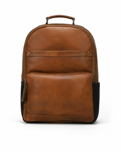 Classic Genuine Leather Breathable Laptop <b>Backpack</b> with Zipper Closure Front Pocket Unisex Softback 24L Capacity Office Use - Product Image 6