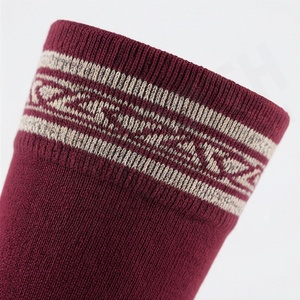 Burgundy Knee High <b>Socks</b> Solid Color Knitted Breathable Casual Wear for Adults - Product Image 4