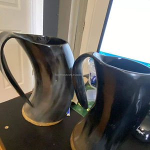 Mug à boire en corne de buffle polie, écologique, fait main, style Viking, nouveau design - Product Image 2