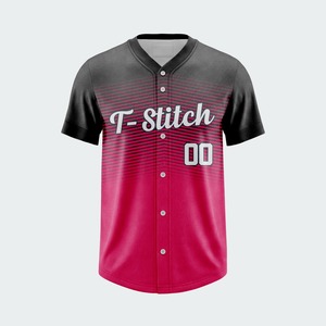 Camiseta de Béisbol T-Stitch para Hombre, Negra con Rayas Finas, Manga Corta, Cuello en V, Botones al Frente, Impresión por Transferencia de Calor, Transpirable, Antibacteriana - Product Image 5