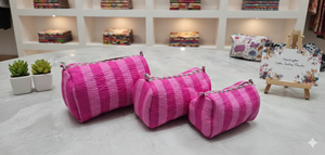 Lot de 3 trousses de maquillage de voyage en coton style vintage avec fermeture éclair – Écologiques et résistantes à l'eau - Product Image 4