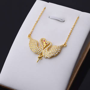 Collier pendentif en argent S925 pour femmes, accessoires en perles DIY avec chaîne de clavicule à double cygne, collier tendance - Product Image 2