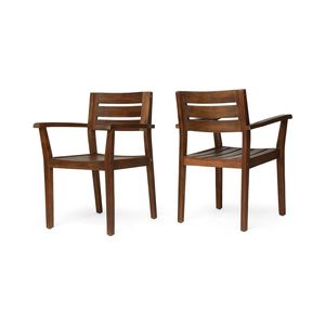 STAMFORD Juego de 2 Sillas de Comedor de Madera de Acacia Marrón Oscuro, Sillón de Patio para Jardín, Piscina y Terraza - Product Image 4