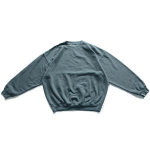 Sweat-shirt col rond 100% coton personnalisé, effet délavé vintage, coupe ample, pull uni pour homme - Product Image 6