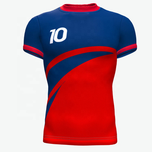 เสื้อฟุตบอลชายสีน้ำเงินแดงแบบซับลิเมชั่น หมายเลข 10 คอกลม แขนสั้น ระบายเหงื่อได้ดี ทรงปกติ สำหรับผู้ใหญ่ - Product Image 1