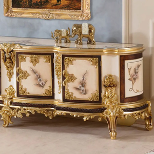 Meuble TV classique en bois de mahogany massif fait main, style européen antique de luxe, écologique, pour salon, Indonésie - Product Image 3