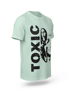 T-shirt graphique vert menthe personnalisé en gros pour hommes, imprimé graphique vintage Toxic, streetwear, coton, manches courtes, décontracté, été - Product Image 5