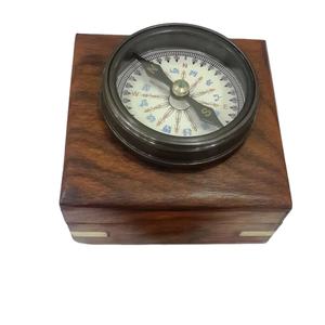 Brújula Náutica Negra Antigua Plana con Caja de Madera Original de Archer, Brújula con Poema, Artículo de Regalo - Product Image 1