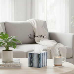 Caja y Soporte para Pañuelos con Incrustaciones de Hueso Ecológicas de Primera Calidad, Accesorio Decorativo de Lujo Hecho a Mano para el Hogar, Tradebyd - Product Image 1