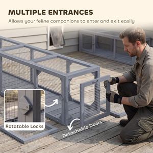 Recinto per Gatti in Legno Grigio Scuro 79"L X 15"W X 15"H, Protezione dalle Intemperie, Collegabile Internamente ed Esternamente per Gabbie e Casette per Animali - Product Image 6