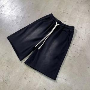 Unisex Distressed Sun Faded Sweat Shorts With Long <b>Strings</b> Custom 3D Print 100% Cotton Summer Acid Wash Shorts Men - Product Image 3