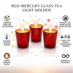 <b>Red</b> Mercury Glass Tea Light Holder | Vintage <b>Candle</b> Holder | Decorative Votive for Home Wedding Party | Table Centrepiece Decor - Product Image 5
