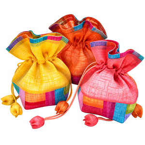 Square Patch Korean Traditional Bokjumeoni Pouch Colorful Fabric Drawstring Gift Bag Lucky Charm Jewelry Storage Handmade - Product Image 2