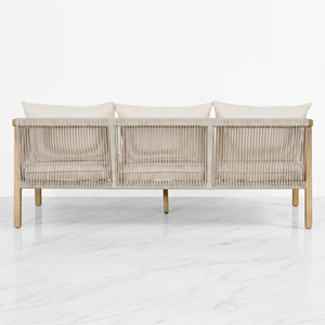 Canapé de jardin en teck tressé avec cordes, style scandinave moderne, résistant aux intempéries, ensemble de fauteuils club pour patio - Product Image 4