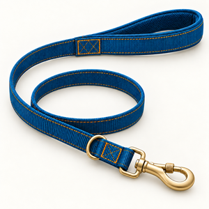 Harnais pour chien bleu anti-évasion, réglable, en sangle résistante avec poignée rembourrée et laisse pour la promenade - Product Image 2