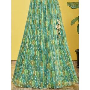 Superbe miroir vert de mer en organza de mariage Lehenga Choli pour les mariées pour le marié - Product Image 2