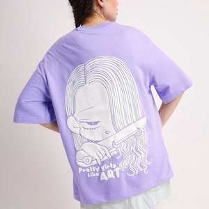 Camiseta de Moda Oversize con Cuello Redondo para Mujer, Perfecta para el Verano, Ajuste Holgado, Manga Corta, Estilo Casual Moderno - Product Image 4