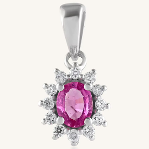 Colgante de zafiro rosa y diamantes en plata de ley 92,5 KLSP-50303 - Product Image 1