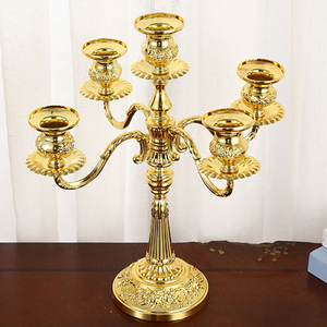 Wholesale Luxury Home Wedding Ornaments Zinc Alloy 3 Arms 5 Arms Gold Silver Metal <b>Candle</b> <b>Stick</b> <b>Holder</b> - Product Image 5