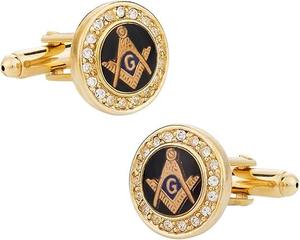 Boutons de manchette maçonniques pour hommes, argent et noir, avec boîte de présentation, accessoires de chemise - Product Image 5