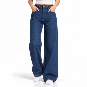 Vaqueros de corte recto para mujer, al por mayor, lavado oscuro, marca privada para marcas de moda, tallas S-XL, MOQ bajo, de fábrica - Product Image 3