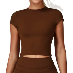 Top Corto para Mujer, Manga Corta, para Gimnasio, Fitness, Yoga, Ropa Deportiva, Camisetas de Entrenamiento - Product Image 6