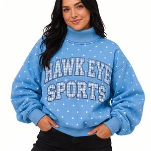 Sudadera de mujer oversize de forro polar con cuello alto simulado, bordada, personalizada, de invierno, estilo streetwear - Product Image 1