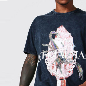 Camiseta de algodón 100% de alto gramaje (220 GSM) con lavado ácido, estampado DTG, estilo oversized, gráfico vintage, hip hop y streetwear, OEM/ODM - Product Image 3