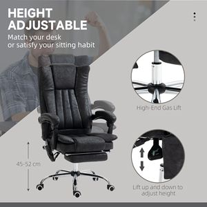 Poltrona da Ufficio Reclinabile con Massaggio a 6 Punti, Altezza Regolabile, Poggiapiedi e Terapia Termica - Nera - Product Image 4
