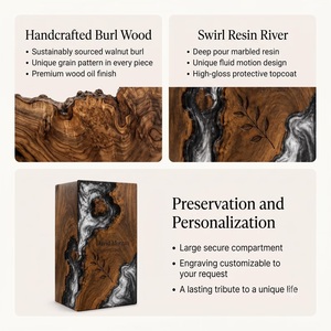Custom Rosewood Burl Resin River Urn Personalized Memorial <b>Keepsake</b> <b>Ashes</b> Container American Style Durable Eco-Friendly 220 - Product Image 3
