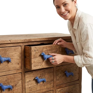 Poignée de meuble fantaisie en fonte en forme de chien, bleu roi, pour cuisine, armoire, commode, hôtel, installation facile - Product Image 2
