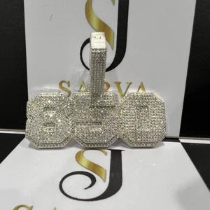 Collar con Colgante de Diamante Moissanite VVS, Plata de Ley 925, Número Personalizado, Colgantes y Dijes Finos, Pasa el Test de Diamantes - Product Image 5