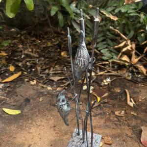 Escultura Decorativa de Hierro Fundido de Pájaro sobre Cañas para Jardín, Suministros para Granja, Artesanía Metálica Decorativa - Product Image 4