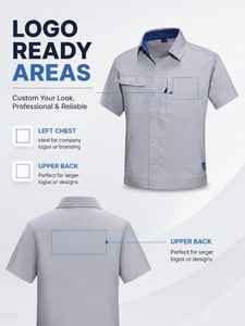 Men Short Sleeve Work Coverall Anti Static 100% Polyester Utility Uniform Button up Chest Pocket for Workshop Made Bangladesh - Product Image 3