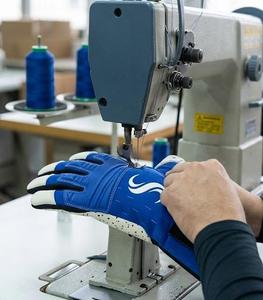 Gants de gardien de but de football, doigts entiers, bleu et blanc, en cuir PU, antidérapants, respirants, avec sangle de poignet réglable, équipement sportif unisexe - Product Image 2
