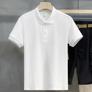 Polos de Manga Corta para Hombre de Alta Calidad, Secado Rápido, Estampados a Rayas con Decoración de Botones, Tela de Poliéster de Calidad - Product Image 1
