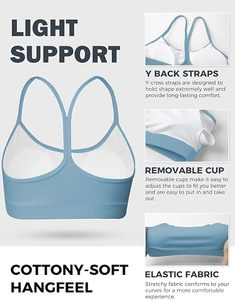Soutien-gorge de sport bleu clair pour femme, maintien élevé, dos nu, pour yoga, course et entraînement, design à bretelles, ajustement sans couture - Product Image 5