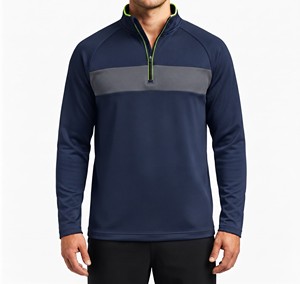 Custom Logo <b>Men's</b> Quarter-Zip Heat-Transfer Printed Breathable Quick Dry Fleece <b>Pullover</b> Track Jacket for Winter Sports Gym - Product Image 1