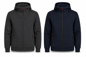 Veste à capuche d'hiver haut de gamme en tissu tricoté uni lavé polyester/coton - Product Image 5