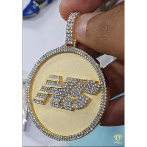 Premium Custom Business Logo Pendant Necklace in 925 Sterling Silver with Iced Out Diamond Look Design - Product Image 5
