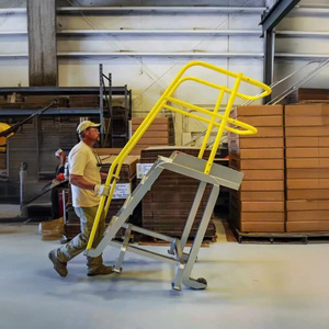 3 Step Warehouse Rolling Ladder Lockable Caster <b>Wheels</b> Folding Step <b>Stool</b> with Guardrail Vietnam Factory Supply Material - Product Image 5