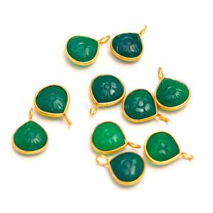 Colgante de flor de ónix verde natural, plata de ley 925, colgante de piedra preciosa tallada a mano, colgante de corazón para la elaboración de joyas - Product Image 6